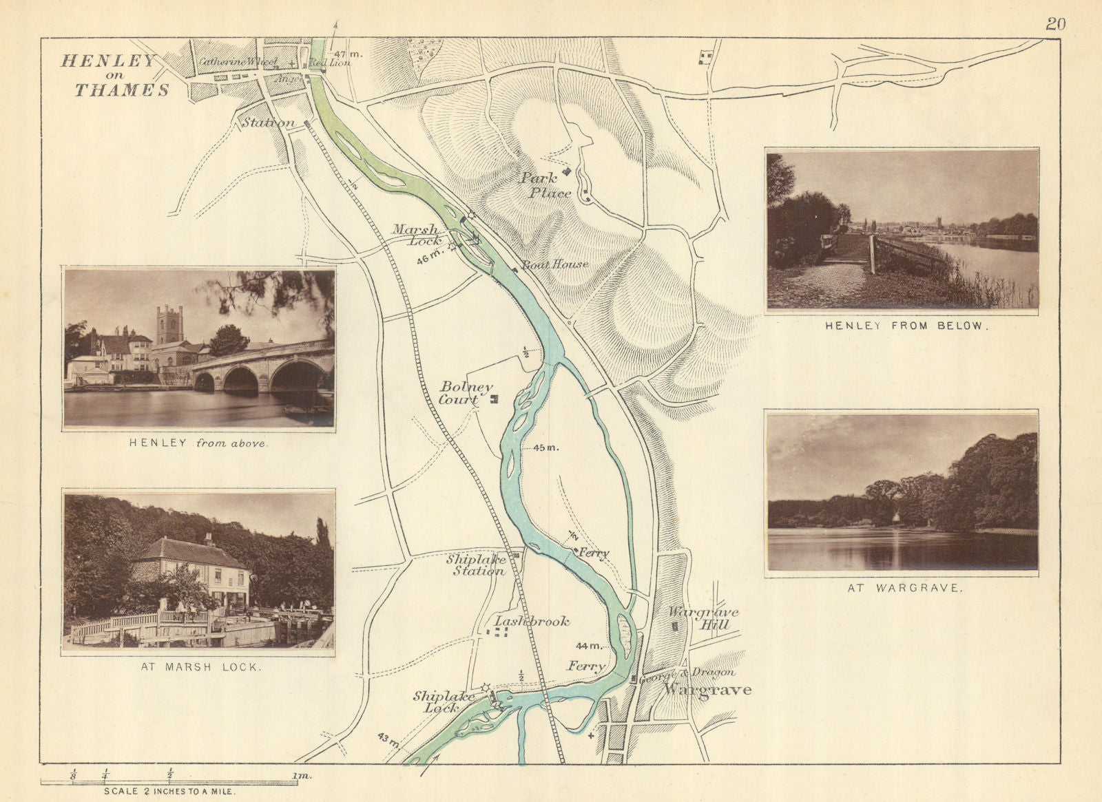 RIVER THAMES - Wargrave - Henley-on-Thames. Marsh Lock. TAUNT 1879 old map